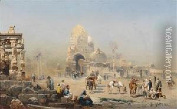 Orientalstreet Scene Oil Painting - Robert Alott