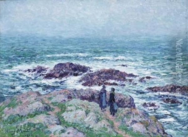 Les Brisants - Cote De Bretagne Oil Painting - Henry Moret