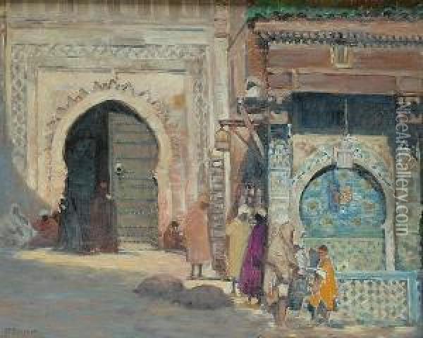 La Place Nejjarine, Fez, Maroc Oil Painting - Joseph-Felix Bouchor