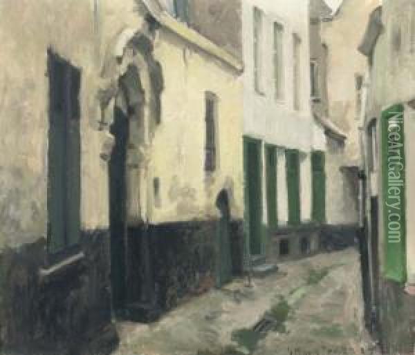 A Village Street Oil Painting - Gaston Haustrate