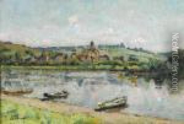 Vetheuil Vers 1900 Oil Painting - Louis Alphonse Abel Lauvray
