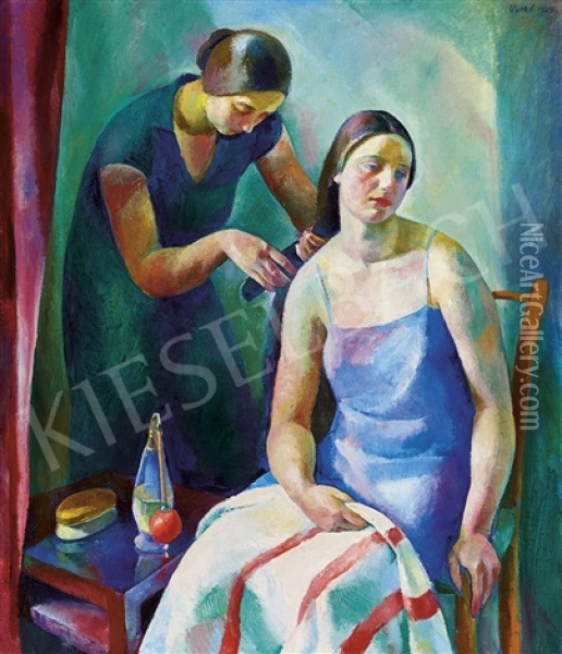 Combing (toilette) Oil Painting - Karoly Patko
