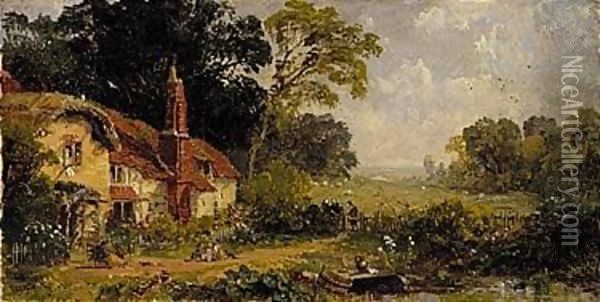 The four seasons, Cottage in a landscape Oil Painting - Jasper Francis Cropsey