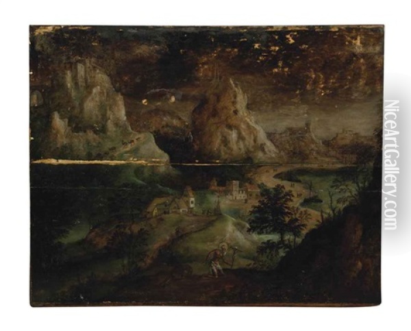 A Mountainous Landscape With Saint Jerome And His Lion Oil Painting - Joachim Patinir