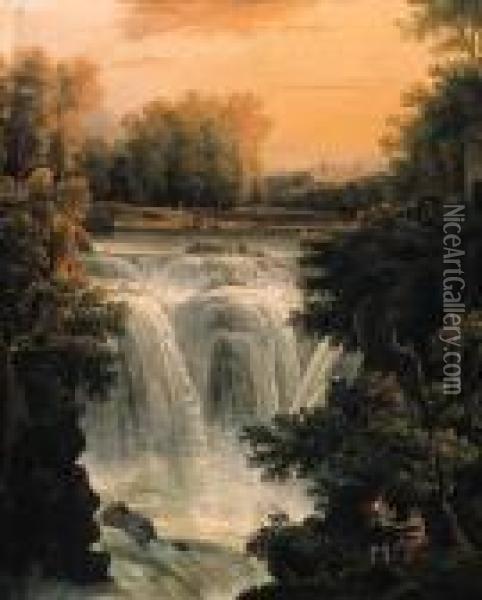 Une Cascade Oil Painting - Abraham Louis R. Ducros