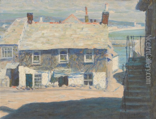 Cottage At Newlyn Oil Painting - George Sherwood Hunter