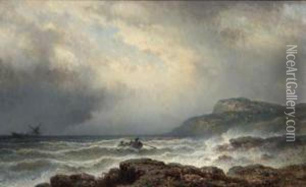 The Shipwreck Oil Painting - Johannes Hilverdink