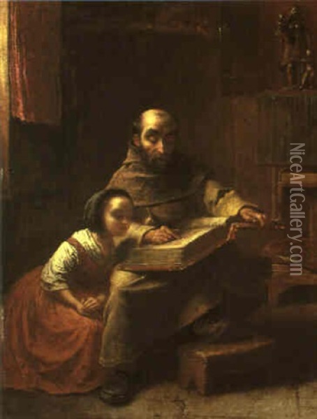 The Monk And Child Oil Painting - Eastman Johnson
