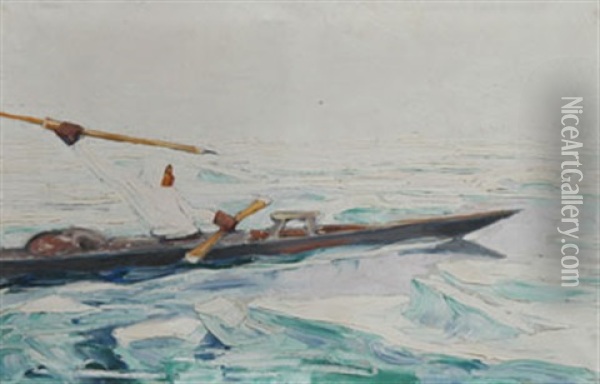 Esquimau Lancant Le Harpon Oil Painting - Nicolas-Jacques Juliard