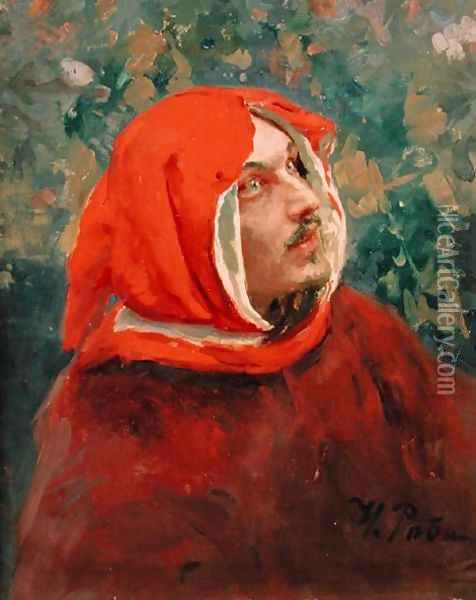 Portrait of Dante Alighieri (1265-1321) Oil Painting - Ilya Efimovich Efimovich Repin