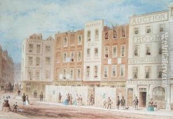 King Street, Covent Garden, With A View Ofdebenham And Storr Auctioneers Oil Painting - Thomas Hosmer Shepherd