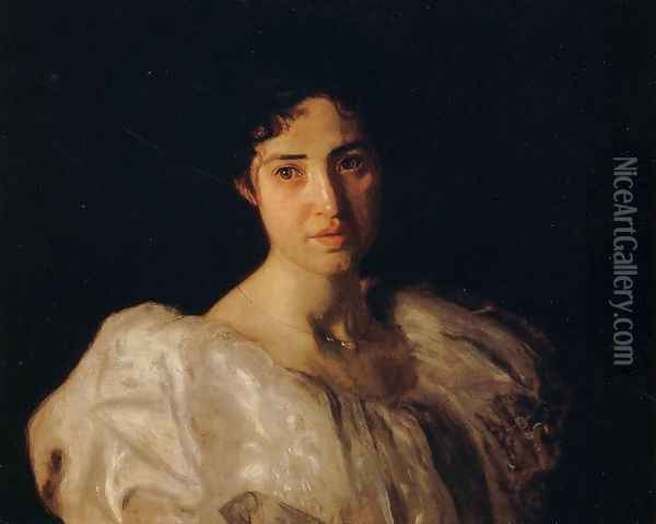 Portrait of Lucy Lewis Oil Painting - Thomas Cowperthwait Eakins