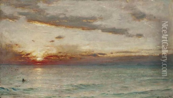 Sunset In The Mediterranean From An Orient Steamer Oil Painting - Albert Goodwin