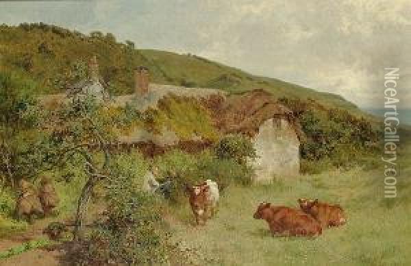 In Coombe Valley, Kilkhampton, Cornwall Oil Painting - Charles Collins