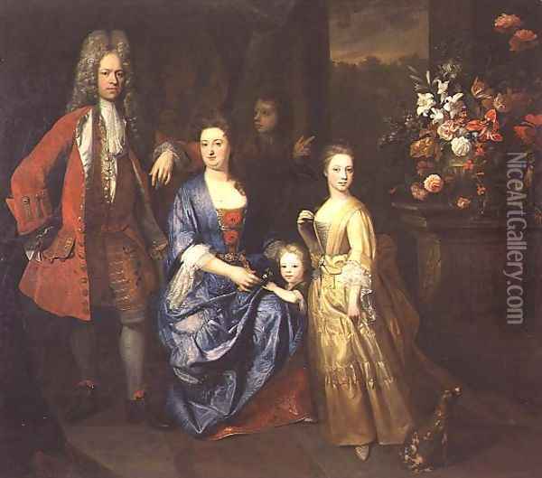 Colonel Andrew Bissett and his family, 1708 Oil Painting - Enoch Seeman