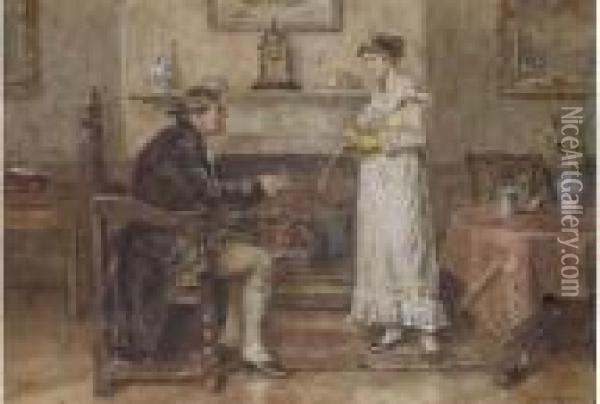 A Conversation In Front Of The Fire Oil Painting - George Goodwin Kilburne