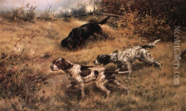 Two Setters And A Pointer Oil Painting - Edmund Henry Osthaus