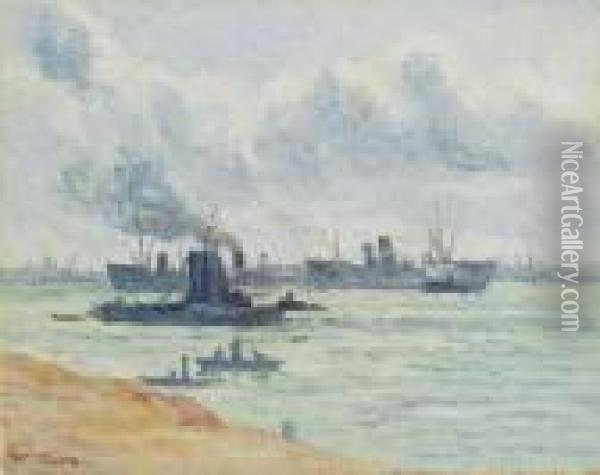 Le Port De Rotterdam Oil Painting - Maximilien Luce