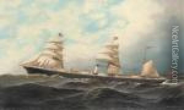 The Steam Sail Ship Erin Oil Painting - Antonio Nicolo Gasparo Jacobsen
