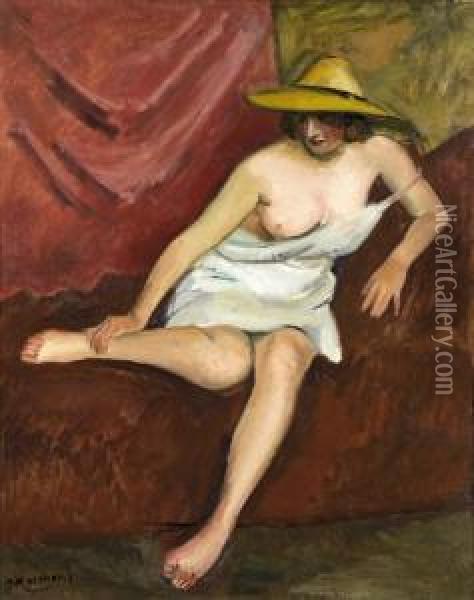 Le Modele Assis Oil Painting - Jean Hippolyte Marchand