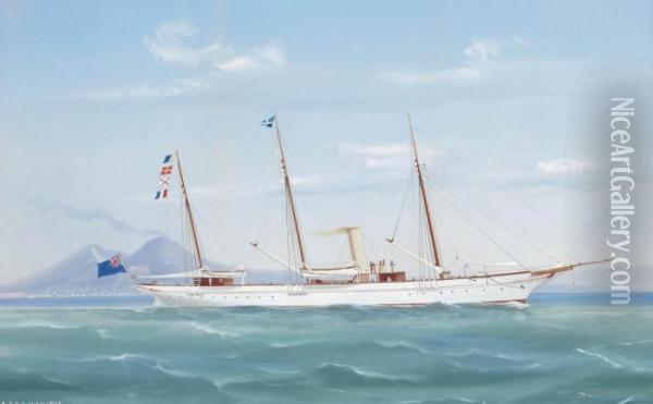 The Royal Thames Yacht Club's Steam Yacht Oil Painting - Antonio de Simone