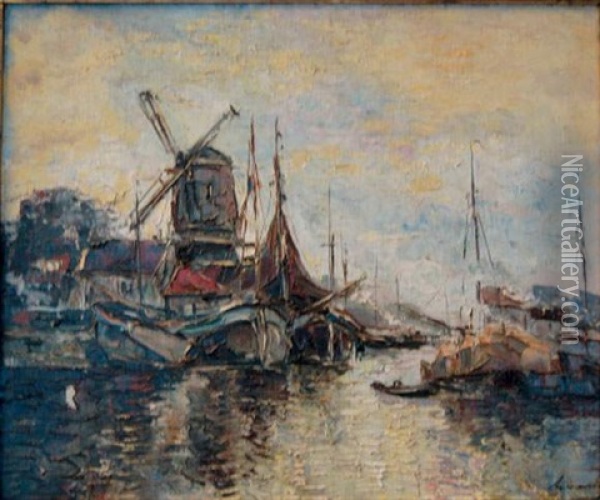 Le Port Oil Painting - Max Kurzweil
