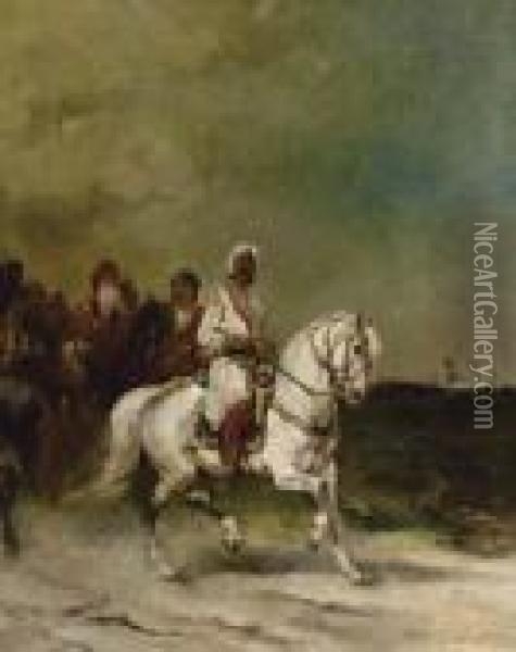 A Maharaja On A White Horse Oil Painting - James Alexander Walker