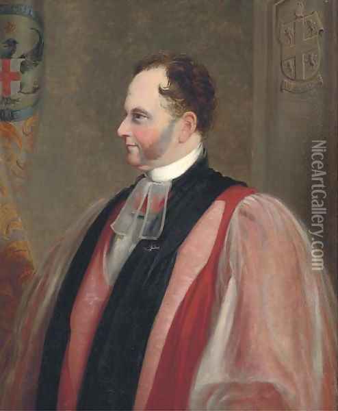 Portrait of the Hon. and Right Reverend Henry Montague Villiers, Bishop of Durham (1813-1861) in clerics robes Oil Painting - John Bewick