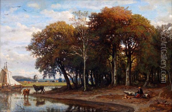 Bord De Riviere Et Sous Bois Oil Painting - Felix Hippolyte Lanoue