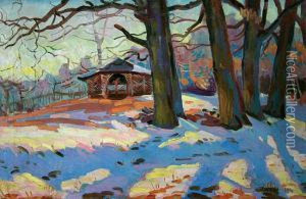 Pejzaz Zimowy Oil Painting - Marian Puffke