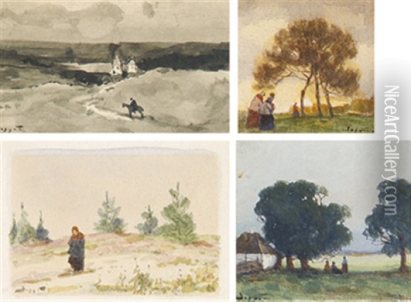 Landscapes (4 Works, Various Sizes) Oil Painting - Viktor Ivanovich Zarubin
