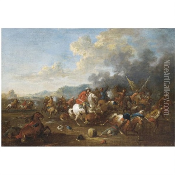 A Cavalry Skirmish Oil Painting - Arnold Frans (Francesco) Rubens