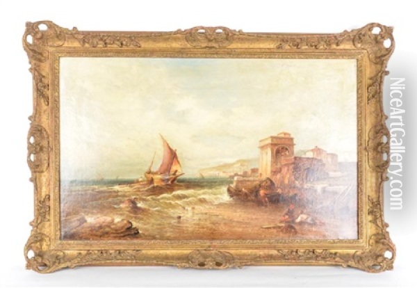 Venetian Coastal Scene Oil Painting - Alfred Pollentine