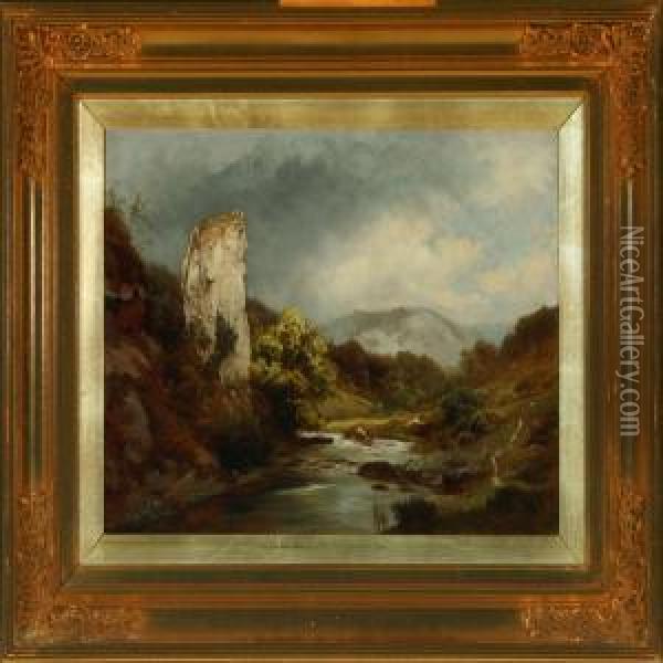 Ilam Rock Dovedale, Derbyshire Oil Painting - Edward Henry Holder