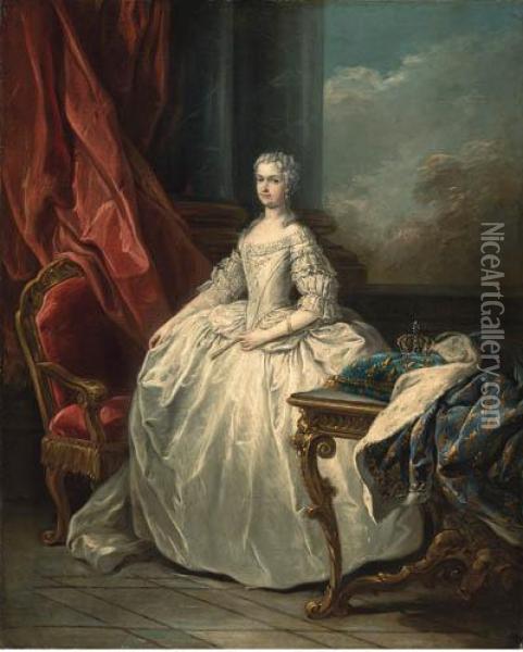 Portrait Of Marie Leczinska Oil Painting - Carle van Loo
