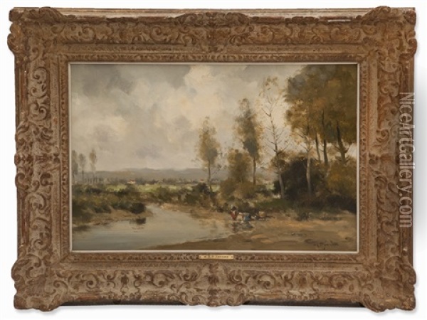 Laundresses By A River Oil Painting - Willem George Frederik Jansen