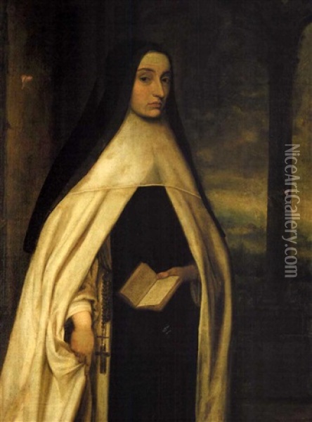 Self Portrait As A Benedictine Nun Oil Painting -  Louise Hollandine Princess of Palatine
