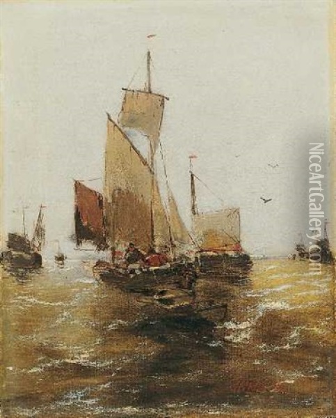 Hafenszene Oil Painting - Hermann Mevius