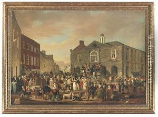 The Marketplace And Court-house Oil Painting - William Turner De Lond