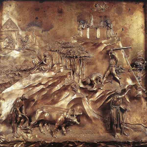Cain and Abel Oil Painting - Lorenzo Ghiberti