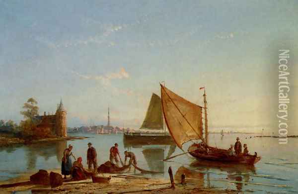Volterhoven On The Zuider Zee, Holland Oil Painting - William Raymond Dommersen