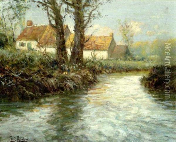House Oil Painting - Fritz Thaulow
