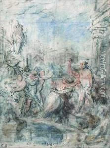 Scene De L'histoire Antique Oil Painting - Gabriel De Saint Aubin