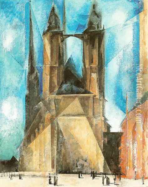 Market Church in Halle Oil Painting - Lyonel Feininger