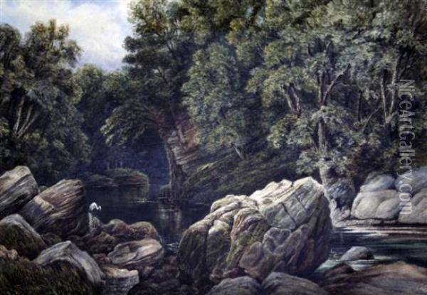 River Landscape Oil Painting - James Edward Grace