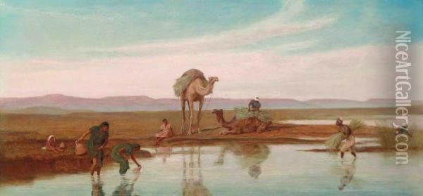 Cutting Rushes By The Nile Oil Painting - Frederick Goodall