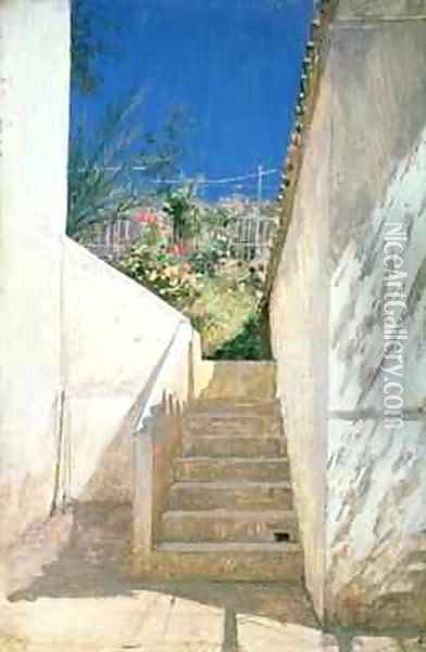 Steps in a Garden, Algeria Oil Painting - Pavel Aleksandrovich Bryullov