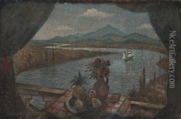Exotic (+ Reflections In Water, Ca. 1919, Verso) Oil Painting - Christopher Richard Wynne Nevinson
