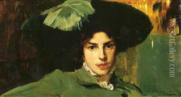 Maria con sombrero (Maria with Hat) Oil Painting - Joaquin Sorolla Y Bastida