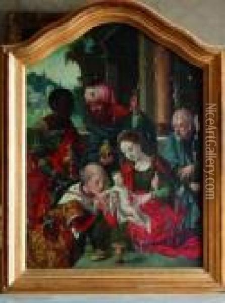 Adoration Des Rois Mages Oil Painting - Pieter Coecke Van Aelst